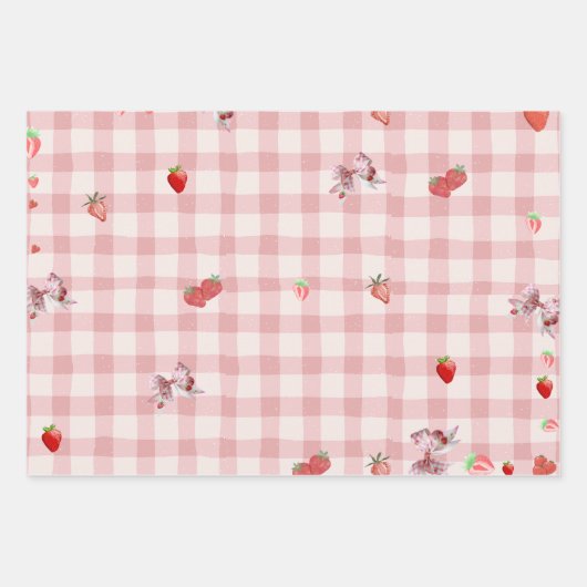 Berry Sweet Geruit patroon boog Coquette Inpakpapier Vel (Voorkant 2)