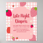 Berry Sweet Gingham Aardbei Late Night Luiers Poster (Voorkant)