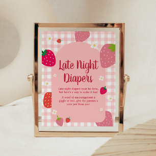 Berry Sweet Gingham Aardbei Late Night Luiers Poster