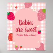 Berry Sweet Gingham Aardbeibaby's zijn zoet Poster (Voorkant)