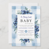 Berry Sweet Gingham Blueberries Baby Shower Kaart (Voorkant)