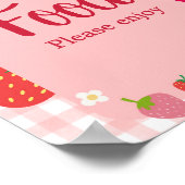 Berry Sweet Gingham Strawberry Baby shower Eten Poster (Hoek)