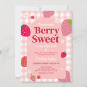 Berry Sweet Gingham Strawberry Baby shower Kaart (Voorkant)