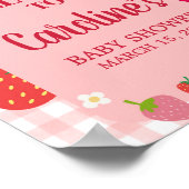 Berry Sweet Gingham Strawberry Baby shower Welkom Poster (Hoek)
