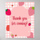 Berry Sweet Gingham Strawberry Bedankt voor je kom Poster (Voorkant)