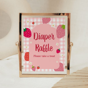 Berry Sweet Gingham Strawberry Diaper Raffle Poster