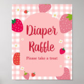 Berry Sweet Gingham Strawberry Diaper Raffle Poster (Voorkant)