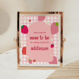 Berry Sweet Gingham Strawberry Envelope Station Poster