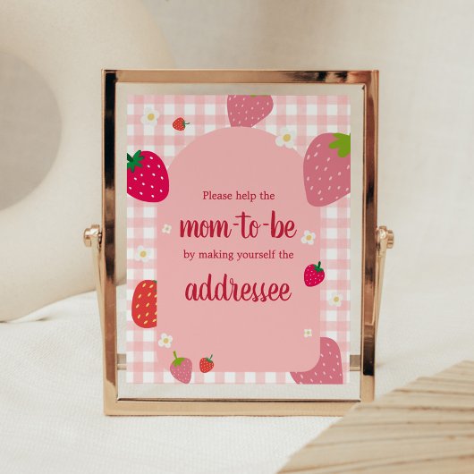 Berry Sweet Gingham Strawberry Envelope Station Poster
