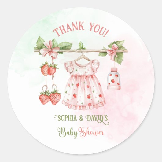 Berry Sweet Girl Baby shower Ronde Sticker (Voorkant)