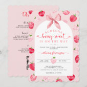 Berry Sweet Girl QR Code All in One Baby Shower Kaart (Voorkant / Achterkant)