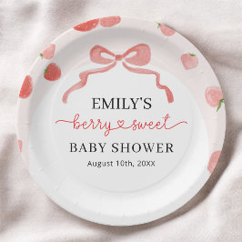 Berry Sweet Girl's Strawberry Baby shower Papieren Bordje
