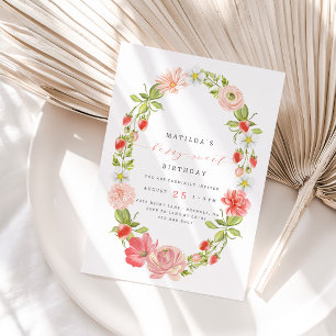 Berry Sweet Girls Strawberry Birthday   Kaart