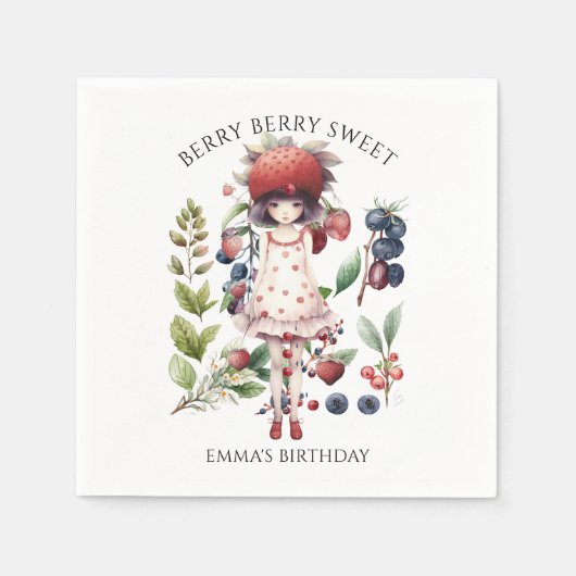 Berry Sweet Girl's verjaardagsfeestje Servet (Voorkant)