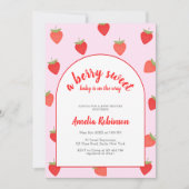 Berry Sweet Girly Strawberry Baby shower Kaart (Voorkant)