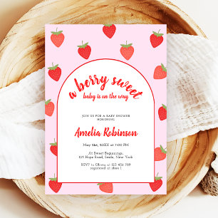 Berry Sweet Girly Strawberry Baby shower Kaart