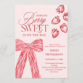 Berry Sweet Hand Drawn Bow Baby Shower Kaart (Voorkant)