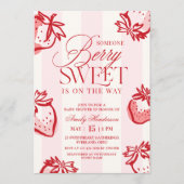 Berry Sweet Hand Drawn Strawberry Baby Shower Kaart (Voorkant)