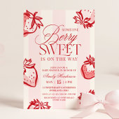Berry Sweet Hand Drawn Strawberry Baby Shower Kaart