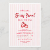 Berry Sweet Hand Drawn Strawberry Baby Shower Kaart (Voorkant)