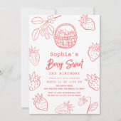 Berry Sweet Hand-getekende Starawberry Girl Verjaa Kaart (Voorkant)