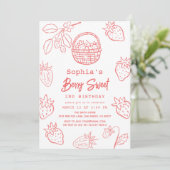 Berry Sweet Hand-getekende Starawberry Girl Verjaa Kaart (Staand voorkant)