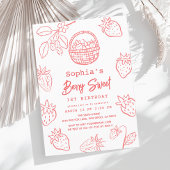 Berry Sweet Hand-getrokken Starawberry 1e verjaard Kaart