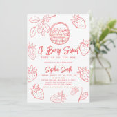 Berry Sweet Handgetekende Strawberry Girl Baby sho Kaart (Staand voorkant)