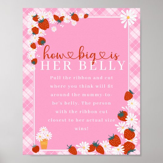 Berry Sweet Hoe groot is haar buik Baby shower spe Poster (Voorkant)