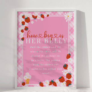 Berry Sweet Hoe groot is haar buik Baby shower spe Poster