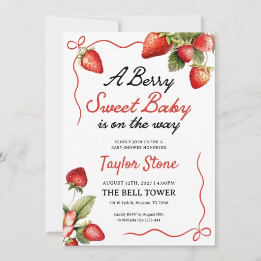 Berry Sweet Invitation | uitnodiging tot baby show (Voorkant)