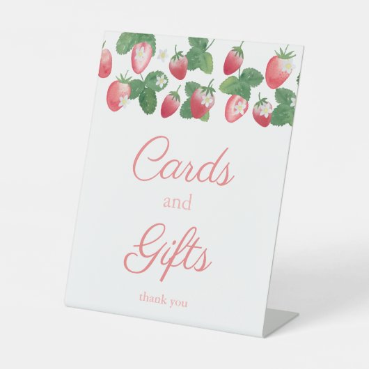 Berry Sweet Kaarten en geschenken Aardbeienfeest Reclamebord Met Voetstuk (Voorkant)