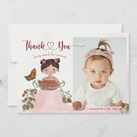 Berry Sweet Kids Verjaardagsfoto Dank u kaart (Voorkant)