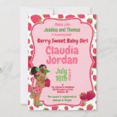 Berry Sweet Meisje Aardbei Baby shower Invitation Kaart (Voorkant)