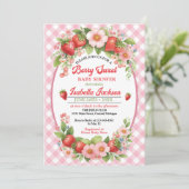 Berry Sweet Meisje Baby shower Invitation Kaart (Staand voorkant)
