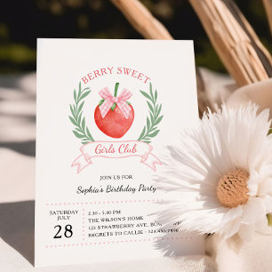Berry Sweet Meisjes Club Aardbei Bow Verjaardag Kaart
