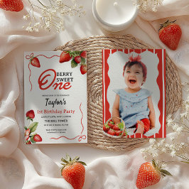 Berry Sweet One 1st Birthday Foto Kaart