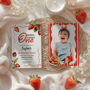 Berry Sweet One 1st Birthday Foto Kaart