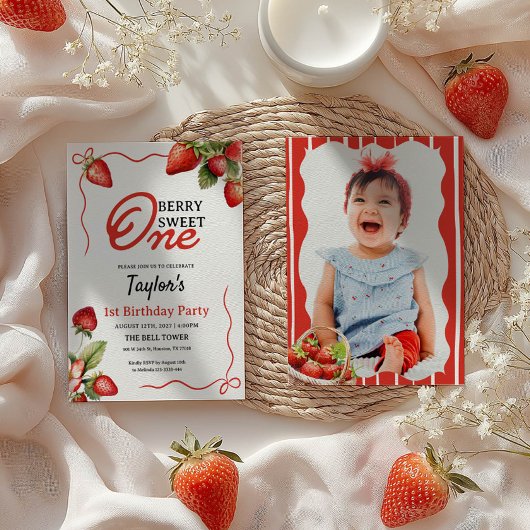 Berry Sweet One 1st Birthday Foto Kaart