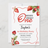 Berry Sweet One 1st Birthday Invitation Kaart (Voorkant)