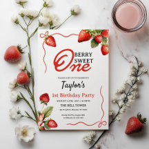 Berry Sweet One 1st Birthday Invitation