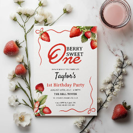 Berry Sweet One 1st Birthday Invitation Kaart
