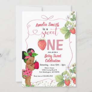 Berry Sweet ONE Aardbei Handgetrokken 1e verjaarda Kaart