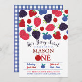 Berry Sweet One First Birthday Boys Fruit Kaart (Voorkant / Achterkant)