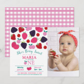 Berry Sweet One First Birthday Girls Fruit Kaart (Voorkant / Achterkant)