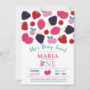 Berry Sweet One First Birthday Girls Fruit Kaart