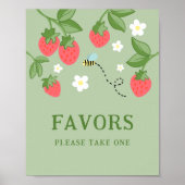 Berry Sweet Party Favor Strawberry Birthday Sign Poster (Voorkant)
