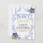 Berry Sweet Party Favoriet Blueberry-teken Kaart (Voorkant)