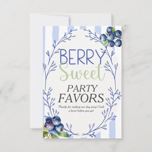 Berry Sweet Party Favoriet Blueberry-teken Kaart (Voorkant)