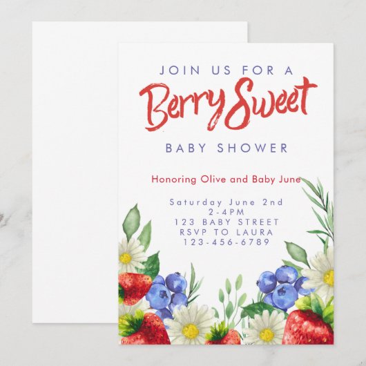 Berry Sweet Party uitnodiging (Voorkant / Achterkant)